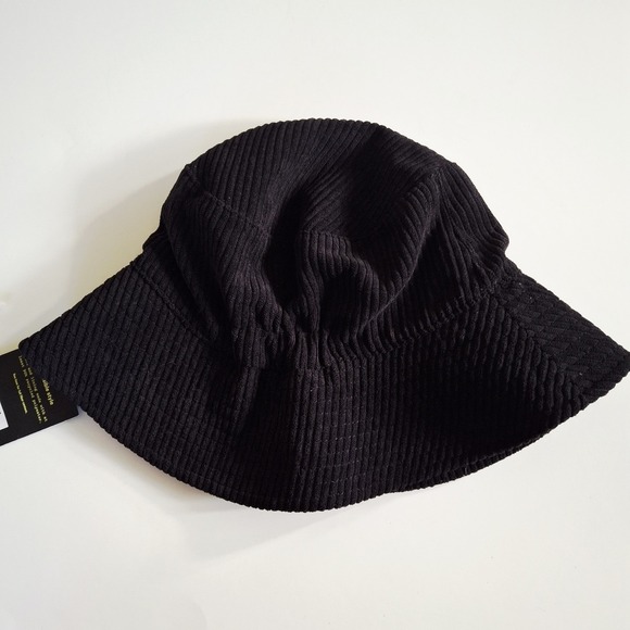NWT Black Terrycloth Flower Bucket Hat Women's OS Boho Beachy Streetwear - Picture 3 of 7